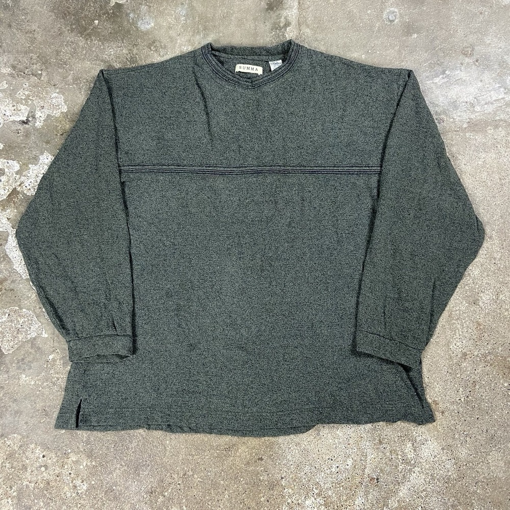 Vintage 90s Summa Sweatshirt Size XL Green Striped Crewneck Pullover Casual Wear